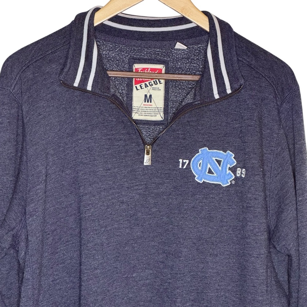 Triblend Sweats League Men's 1/4 Zip UNC North Carolina Tar Heels Logo Size M